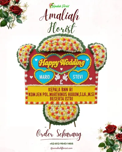 Karangan Papan Bunga Pernikahan di Sutamaja
